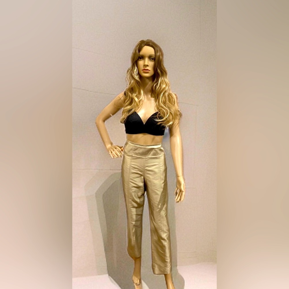 Debbie Shuchat Luxurious Women's 100% Silk, Gold Capri Pant